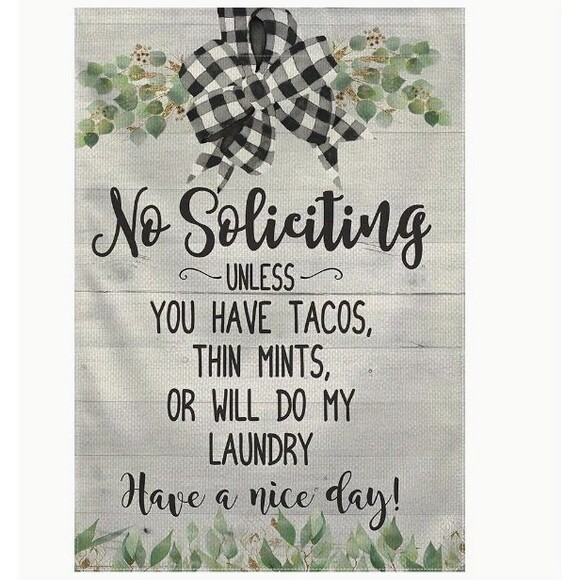 Garden Flag 12x18in Burlap Double-sided No Soliciting Funny - Picture 1 of 1